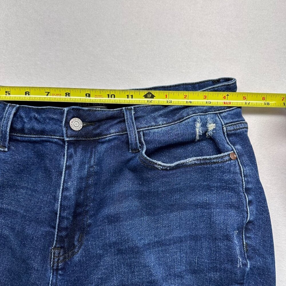 Judy Blue Womens Mid Rise Buffalo Plaid Distressed Jeans Size 14W Stretch Ankle - Picture 10 of 13